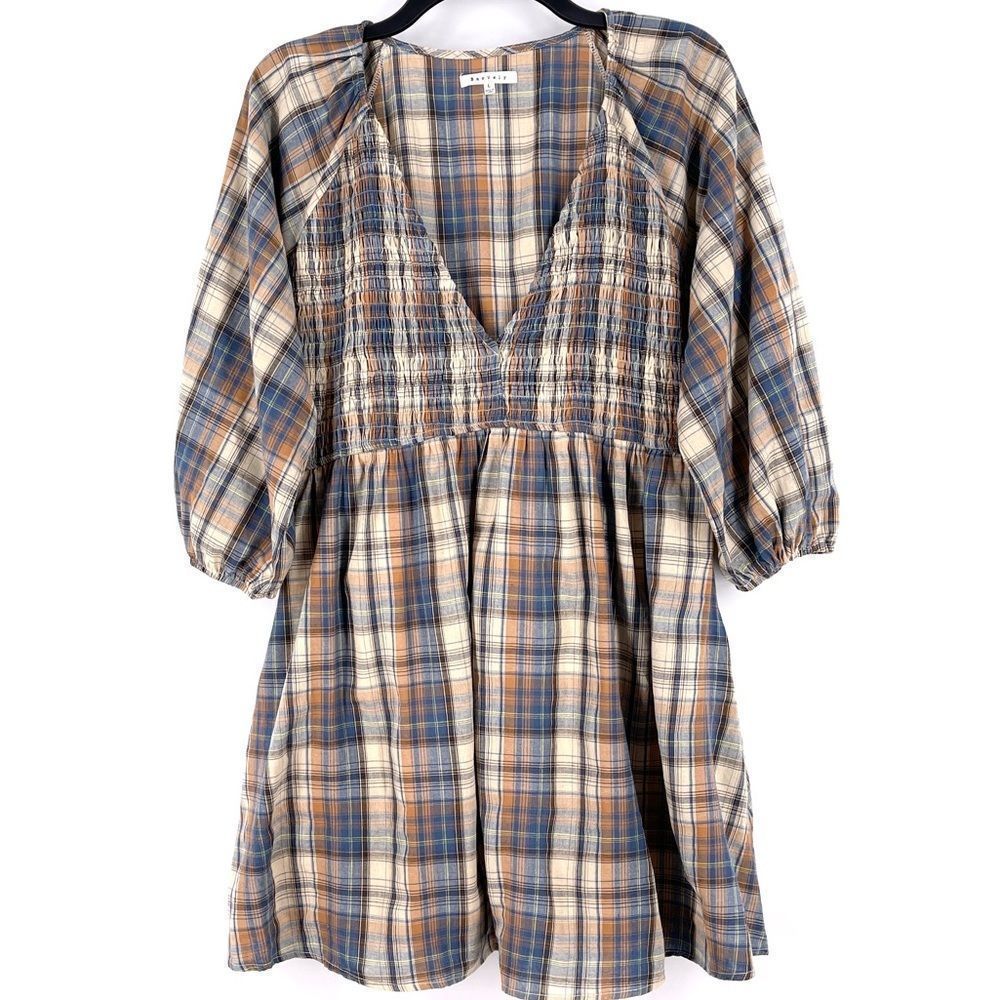 Plaid V-Neck Mini Dress